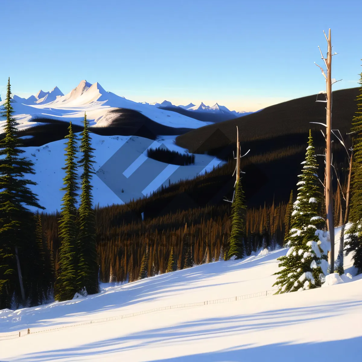 Picture of Winter Wonderland: Majestic Ski Slope Surrounded by Alpine Beauty