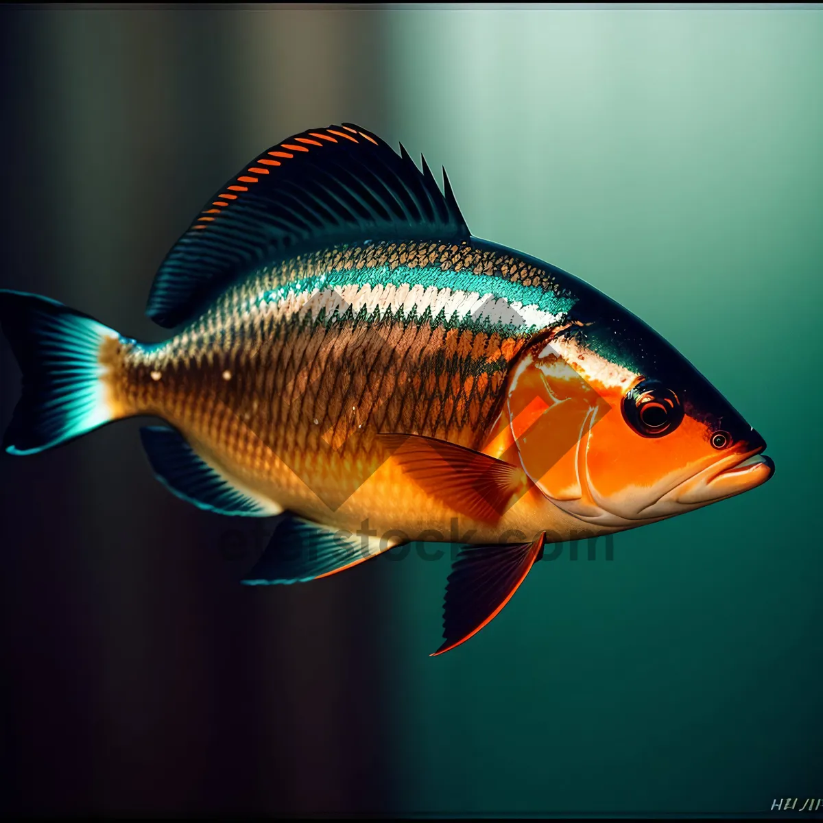 Picture of Colorful Tropical Goldfish in Aquatic Aquarium