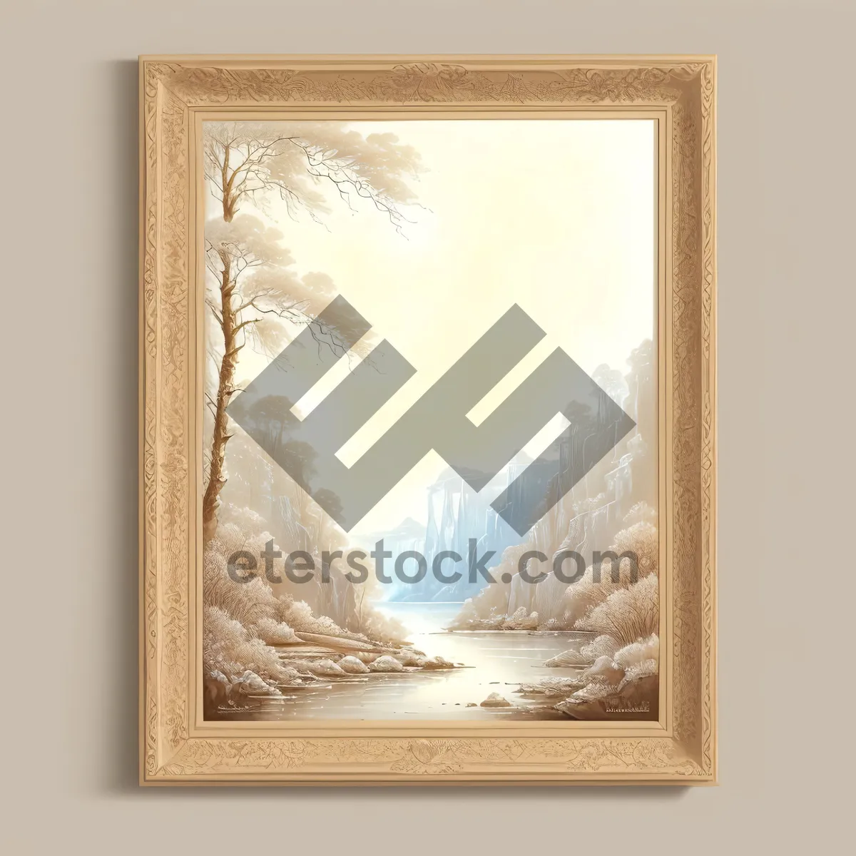Picture of Antique Wooden Frame with Vintage Photograph