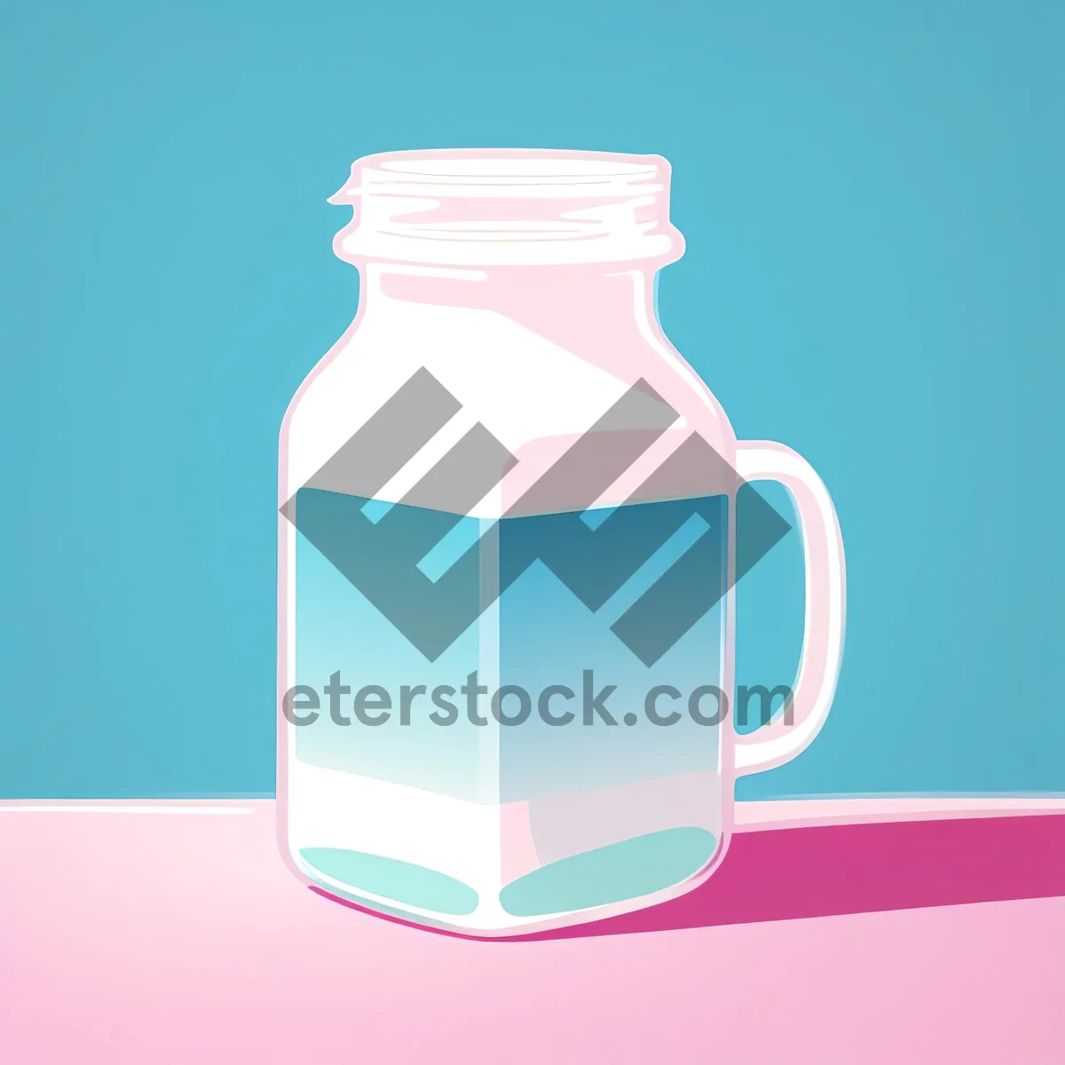 Picture of Sparkling Glass Bottle with Refreshing Liquid Drink