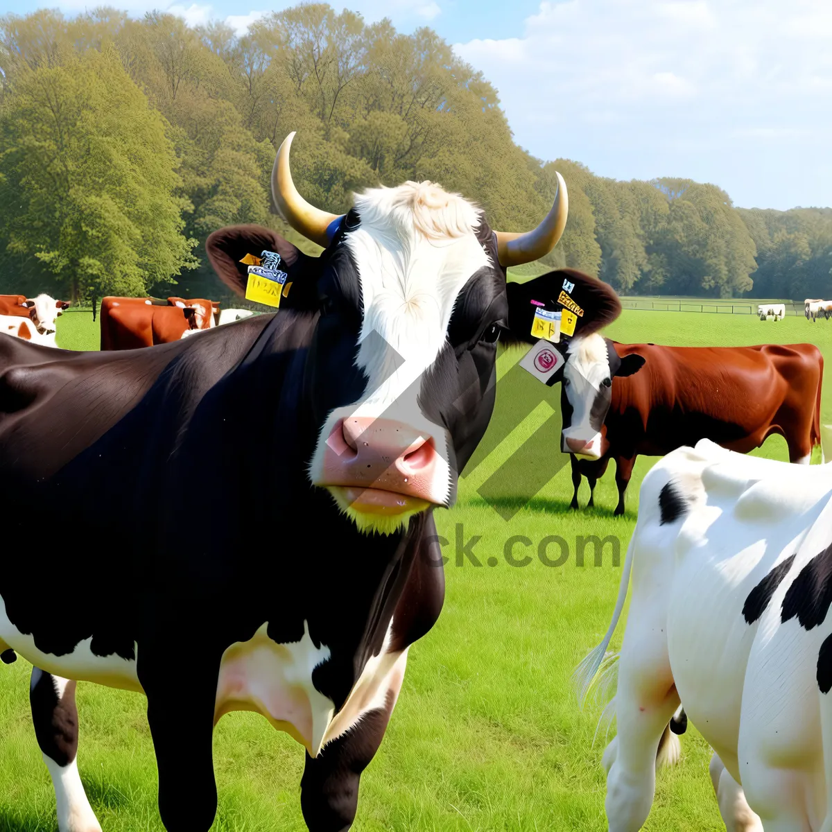 Picture of Countryside Grazing: Serene Pasture with Horses and Cows