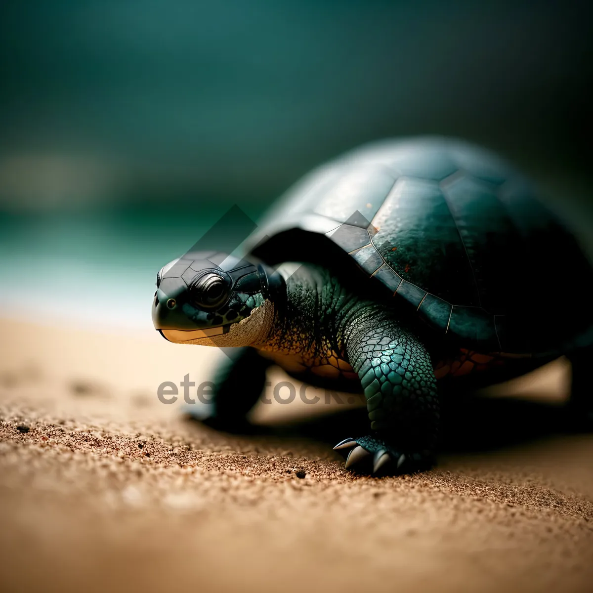 Picture of Mud Turtle - Slow-moving Reptile in its Hard Shell