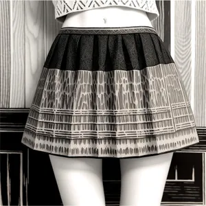 Happy lady in cute, attractive tartan miniskirt