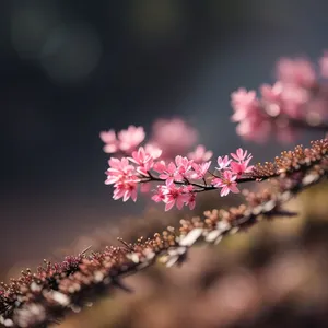 Pink Cherry Blossom in Japanese Garden