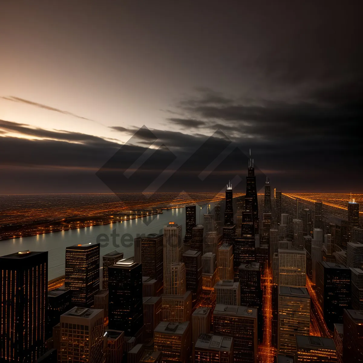 Picture of City Twilight: Majestic Urban Skyline at Dusk