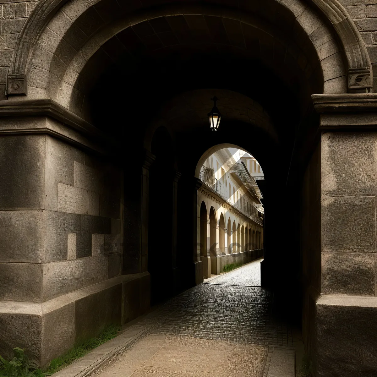 Picture of Medieval Church Entrance with Stone Arch