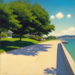 Exquisite Tropical Beach Resort Scene with Golf Course