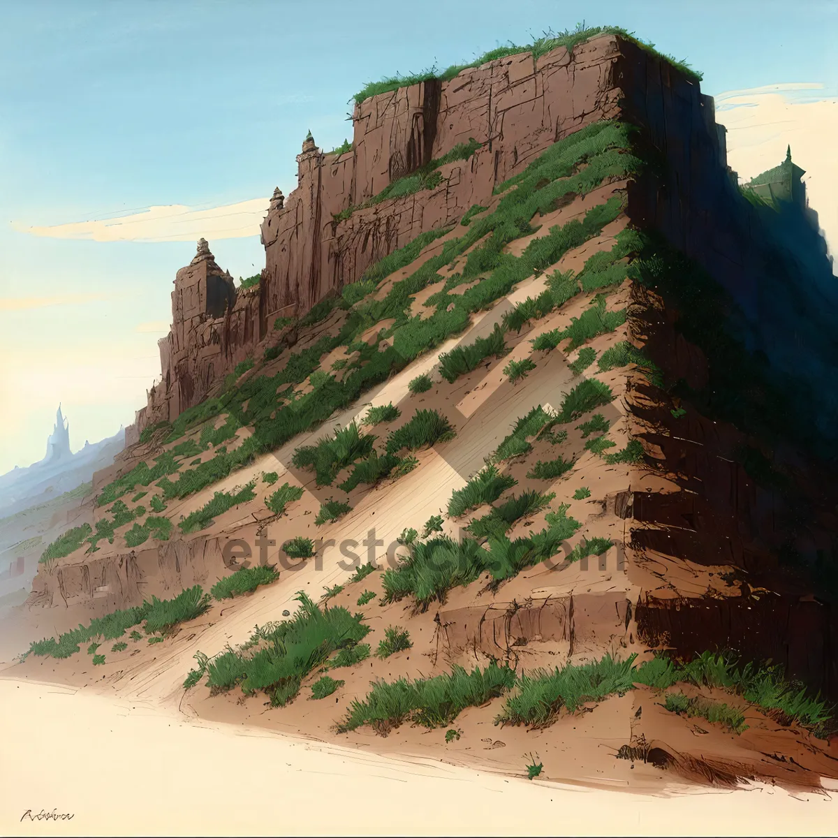 Picture of Ancient Castle on Mountain Peaks