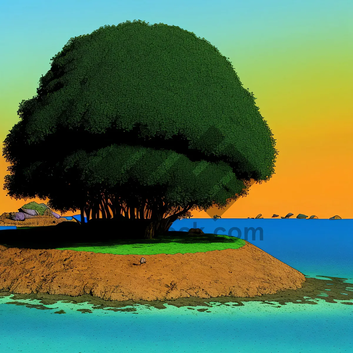 Picture of Idyllic tropical beach getaway with turquoise ocean