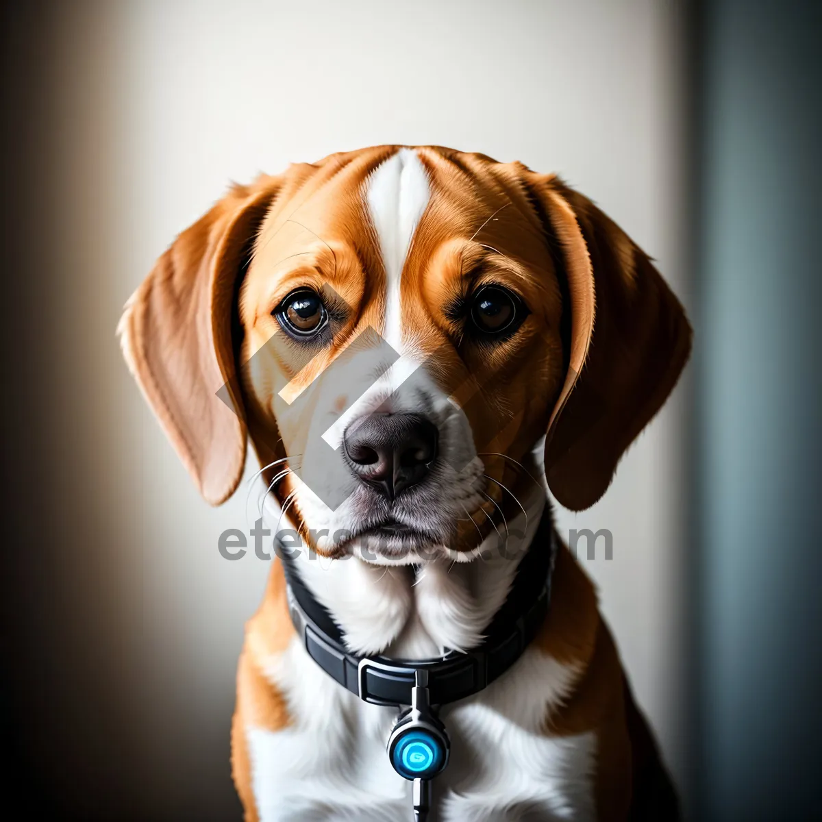 Picture of Cute Beagle Puppy with Brown Collar