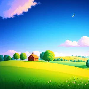 Serene Summer Sky Over Vibrant Meadow