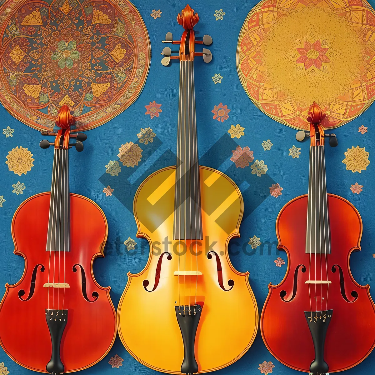 Picture of Elegant Stringed Instruments in Harmonious Ensemble