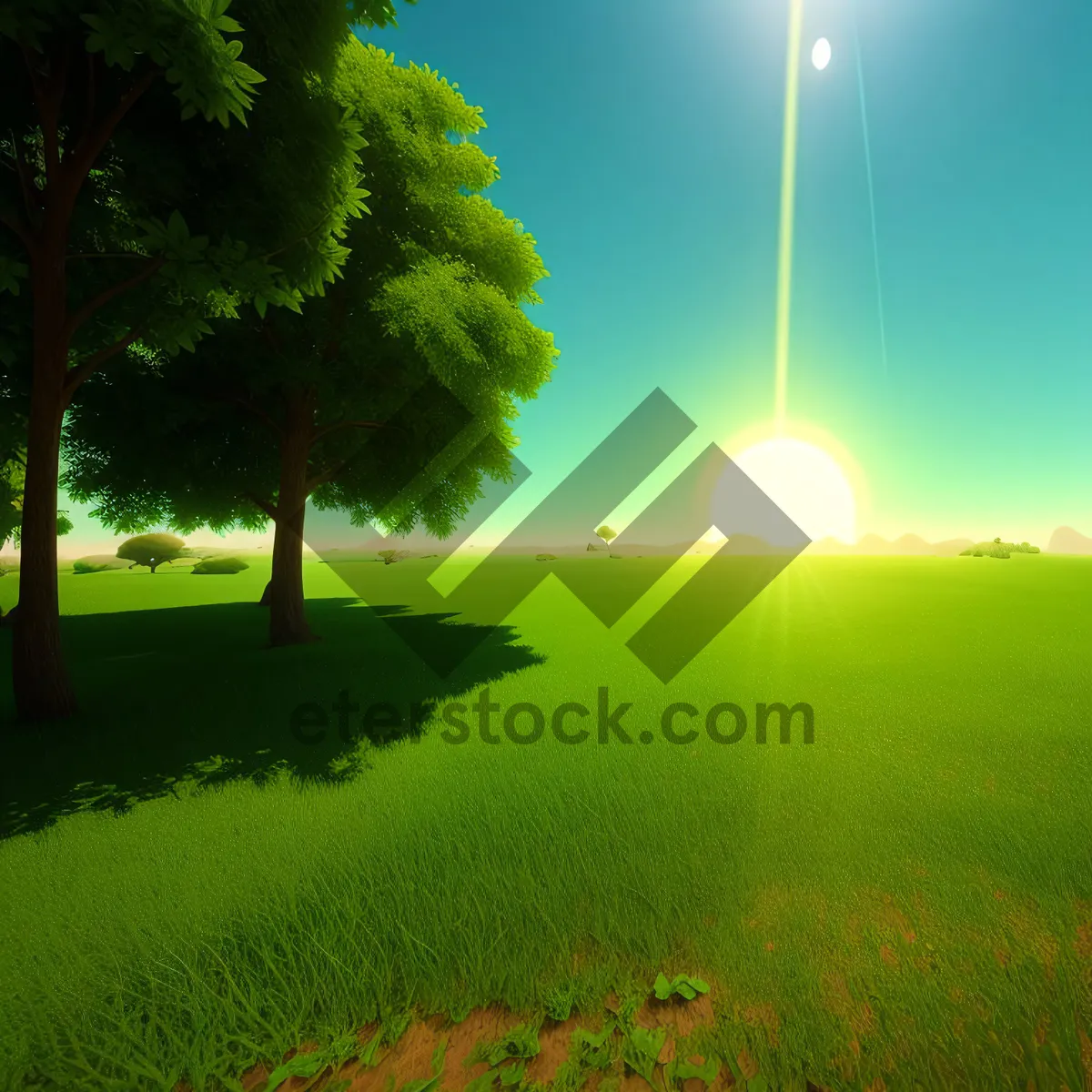 Picture of Serene Rural Sunset over Grassy Meadow