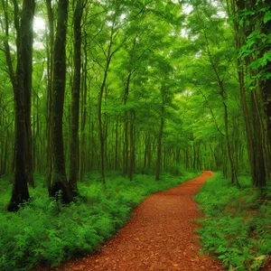 Sunlit Path Through Lush Summer Forest