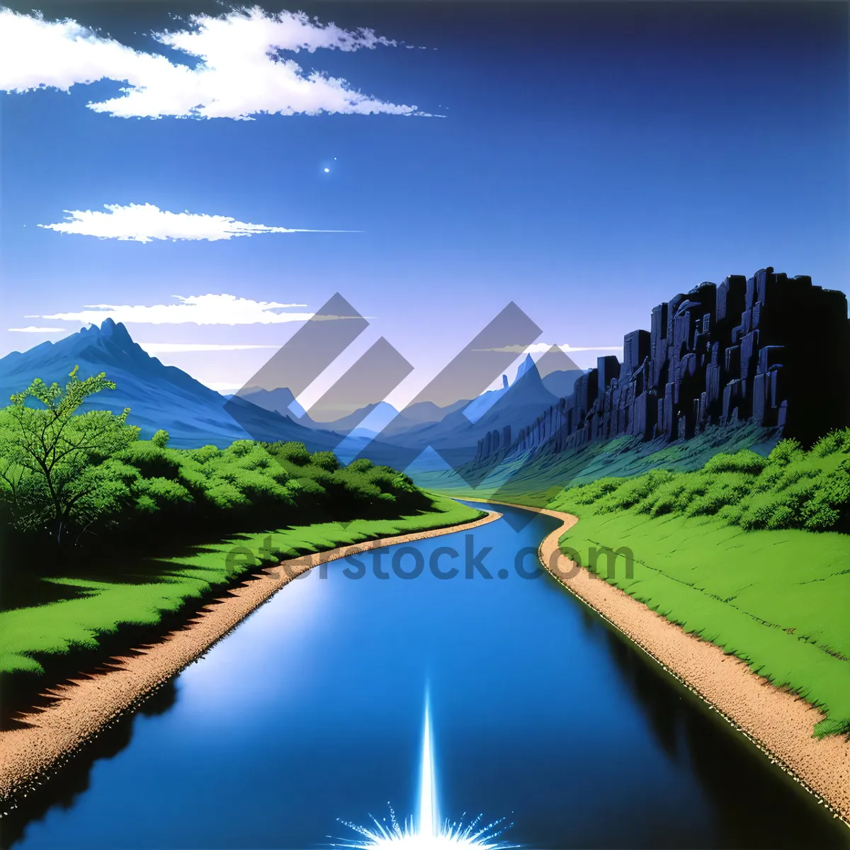 Picture of Idyllic Summer Meadow Under Clear Sky
