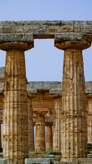 Ancient Temple Ruins in Historic Cityscape