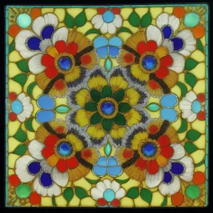 Colorful Floral Mosaic Tray: Retro-inspired Decoration with Artistic Design