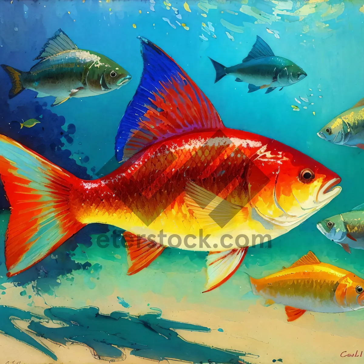 Picture of Golden Finned Aquatic Beauty in Aquarium