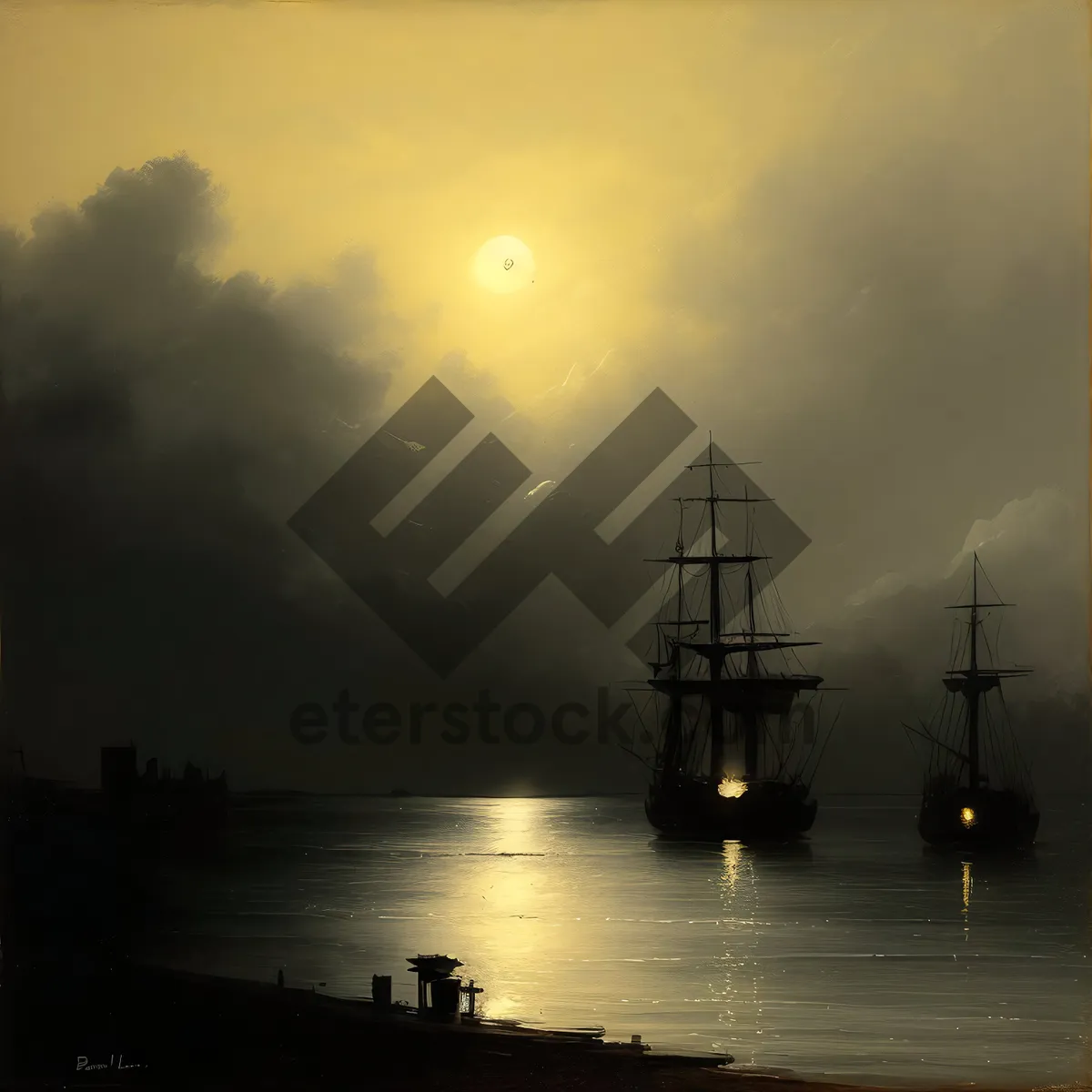 Picture of Sunset Pirate Ship on Industrial Tower