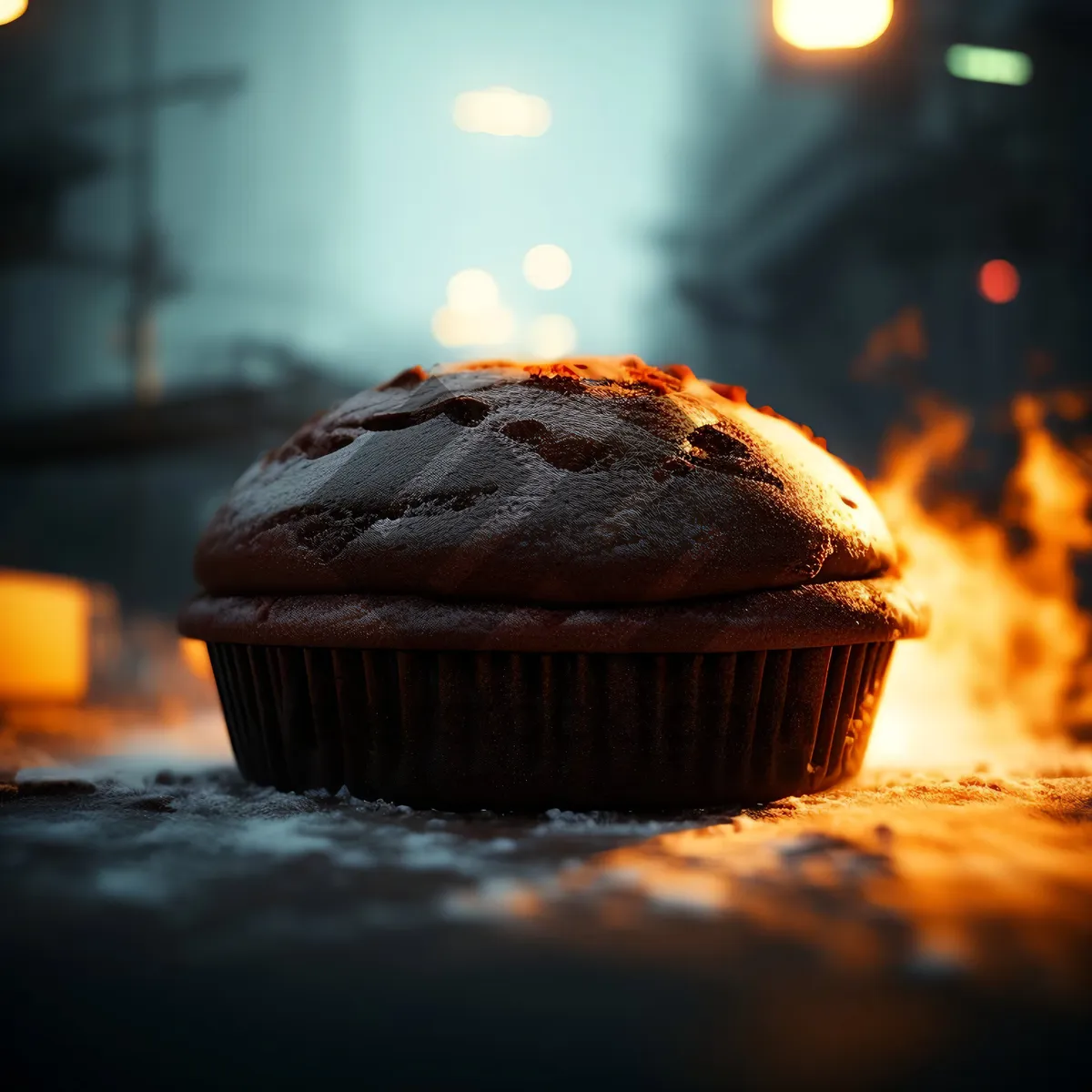 Picture of Decadent Chocolate Muffin with Sweet Cream Icing