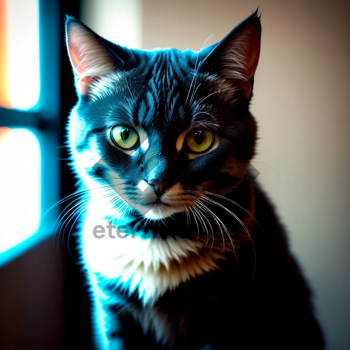 Picture of Fluffy gray kitten with curious eyes.