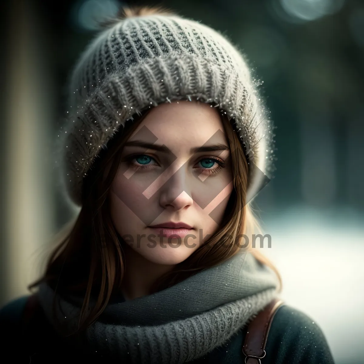 Picture of Happy Afro Model in Winter Fashion Scarf