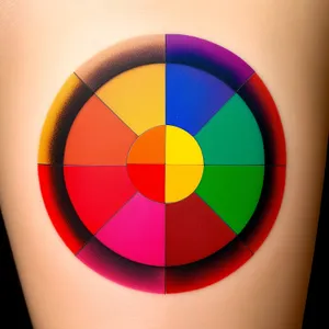 Vibrant Colorful Round Button Icon: Shiny and Bright Graphic Art