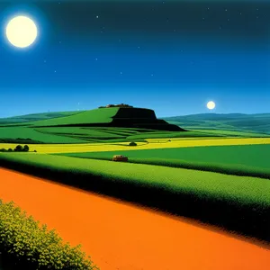 Sunlit Meadow on a Clear Horizon