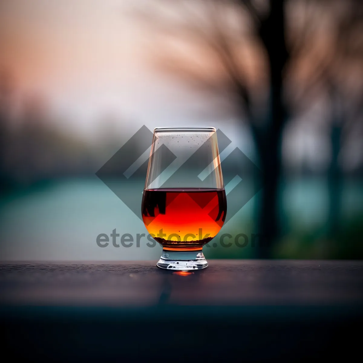 Picture of Red Wine Glass on Restaurant Table