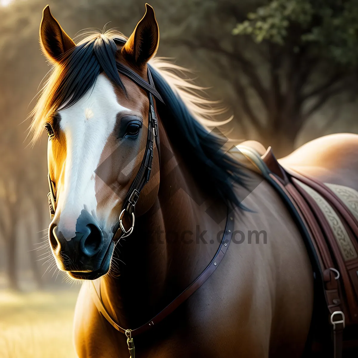 Picture of Graceful Thoroughbred Stallion in Pasture