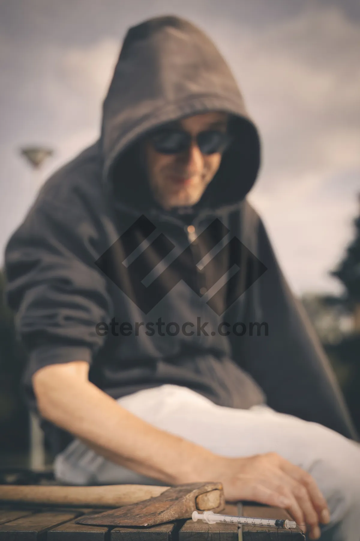 Picture of Fashionable man in black ski mask and face mask