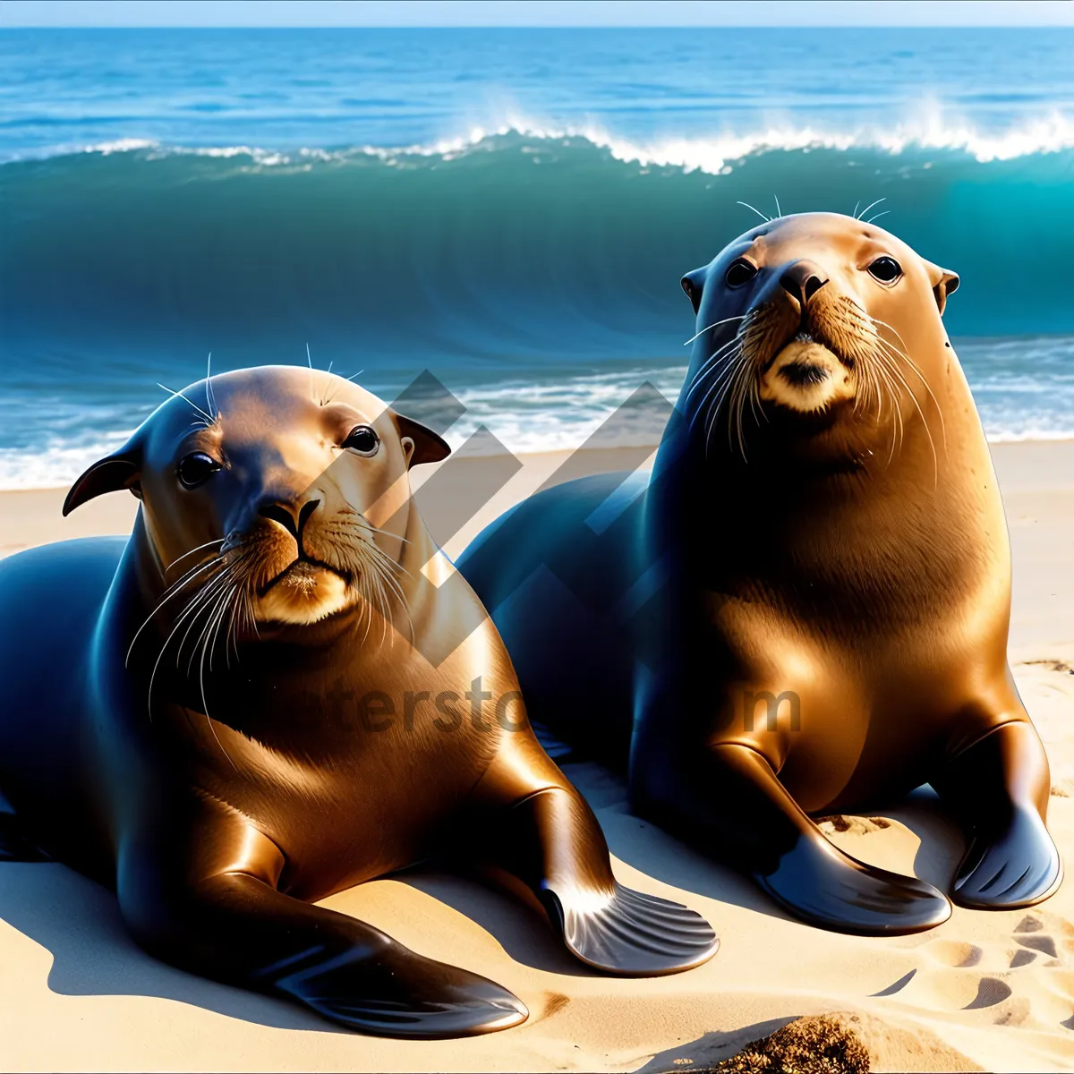 Picture of Sandy Beach with Playful Sea Lion