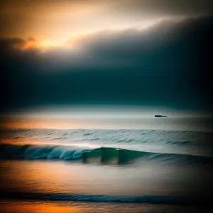 Golden Horizon over Tropical Beach