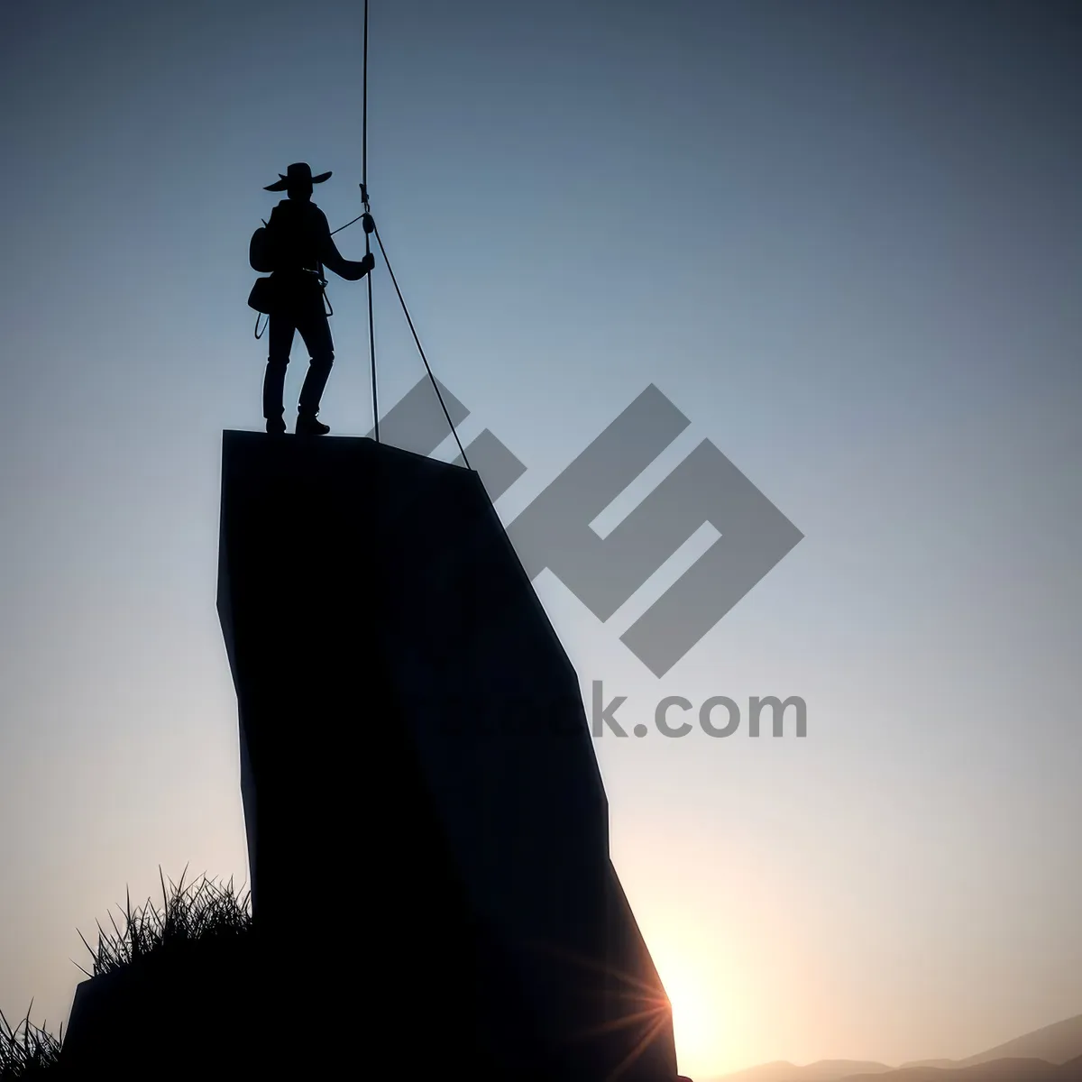 Picture of Golden Sunset Silhouette on Cable T-Bar Lift