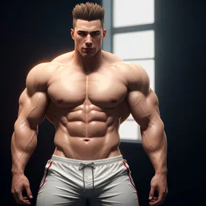 Muscular Man Posing with Strong Biceps