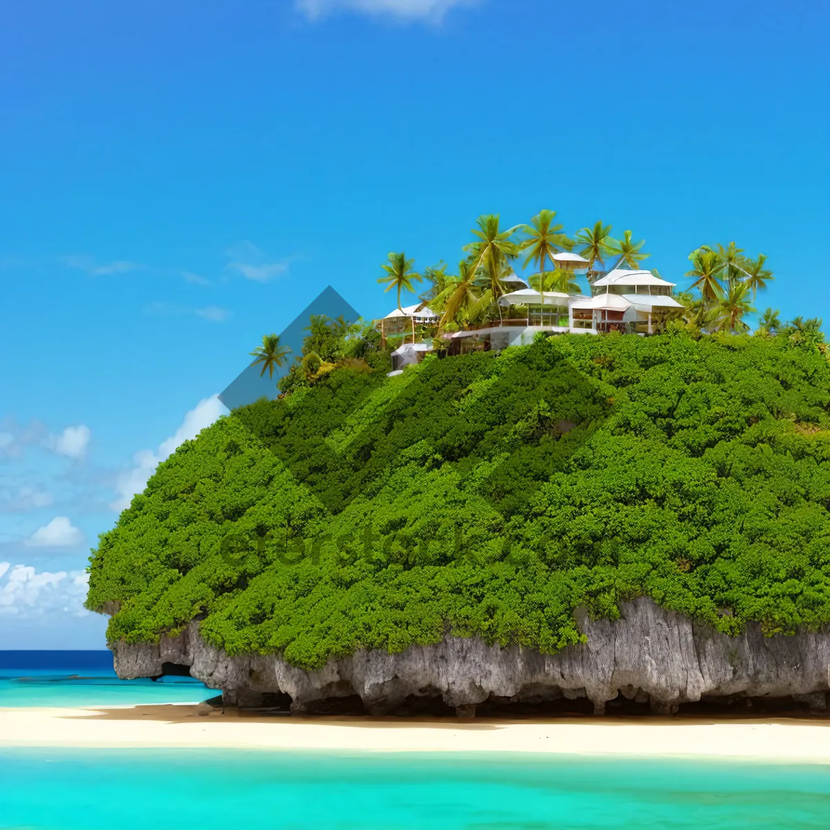 Picture of Tropical Paradise: Beachfront Thatch Roof Overlooking Azure Waters