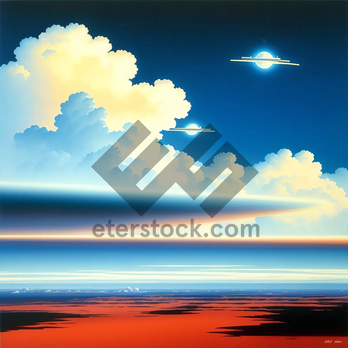 Picture of Summer Sky with Bright Clouds and Sunlight