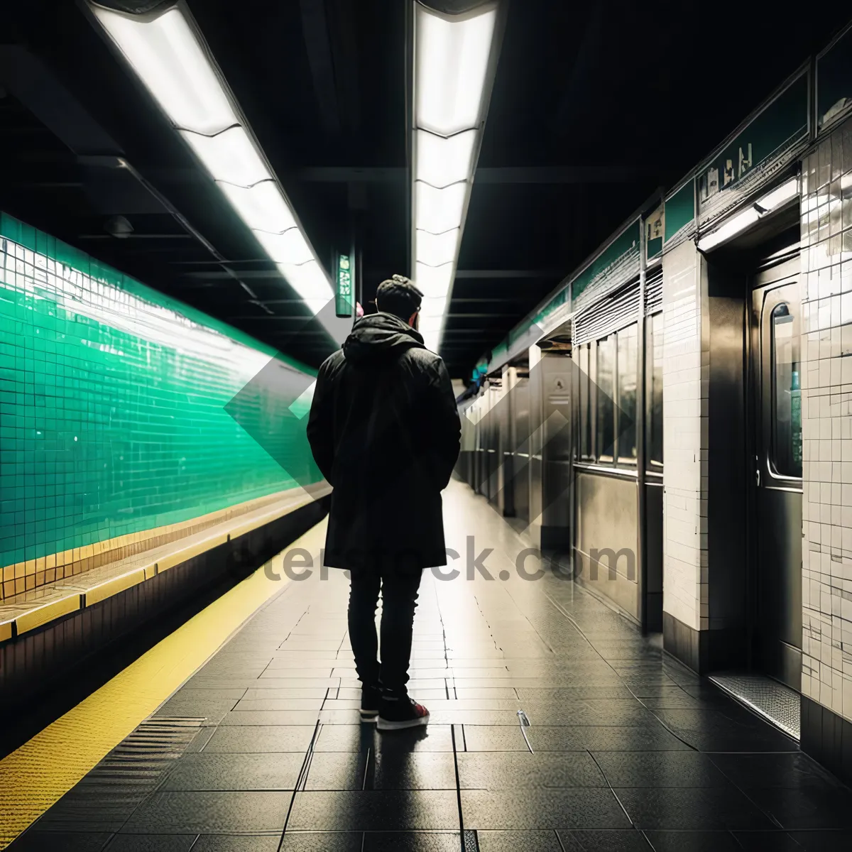 Picture of Modern subway station interior in urban city setting.