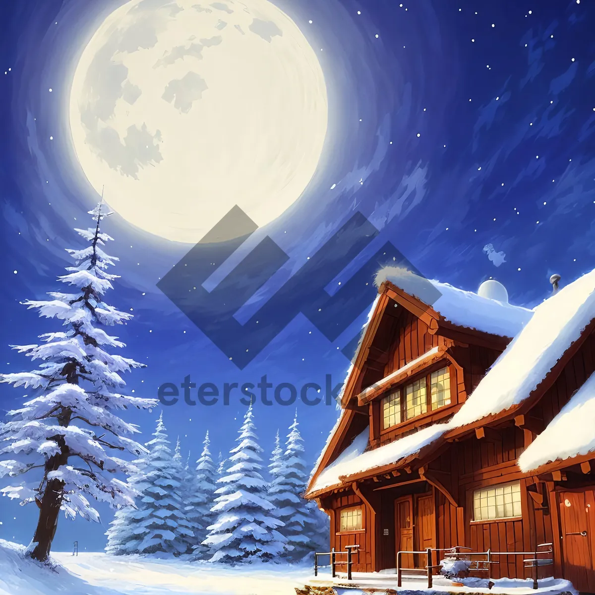 Picture of Starry Winter Wonderland: Celestial Night Sky and Snowy Galaxy