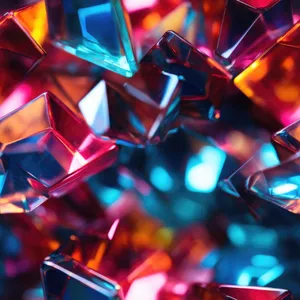 Bright colourful image of a variety of glass objects of different shapes and structures in neon colours. Background and texture. Light and colour.