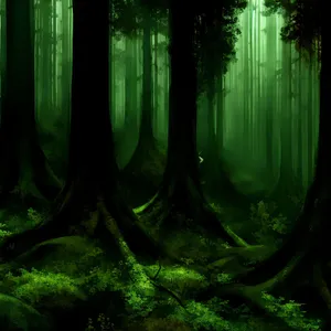 Serene Forest Scene with Lush Greenery