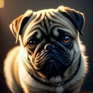 Adorable Pug Puppy with Wrinkles – Perfect Studio Portrait