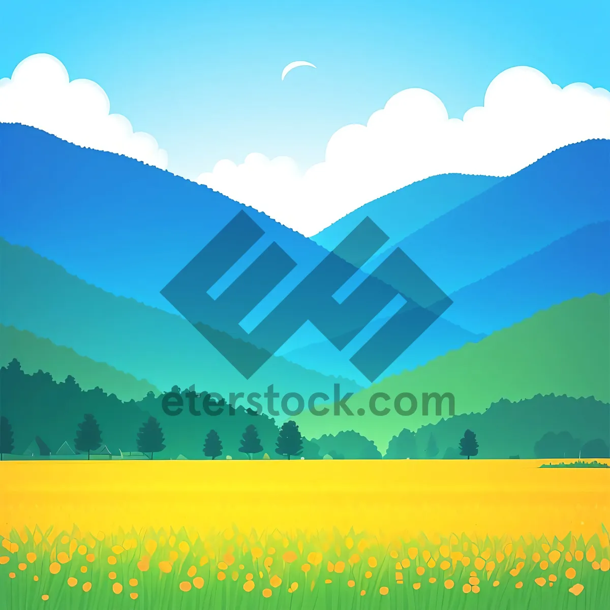 Picture of Sunny Horizon Over Lush Green Meadow