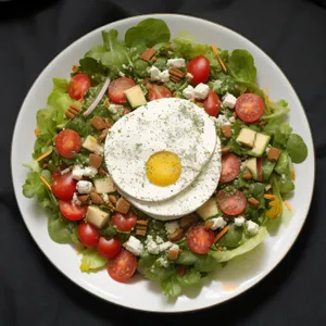 Gourmet Vegetable Plate with Fresh Cheese Spinach Salad