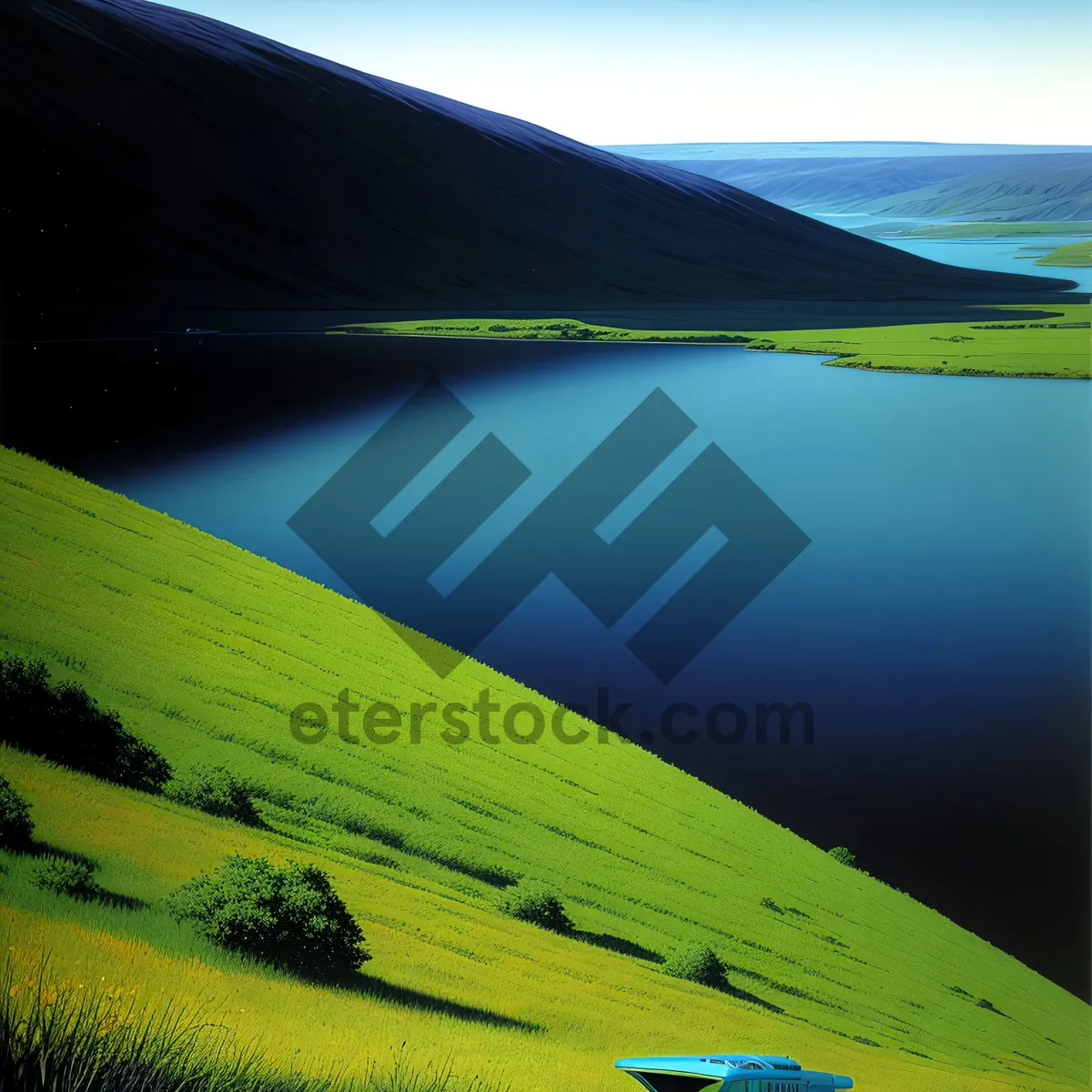 Picture of Vibrant countryside sunset over grassy meadow