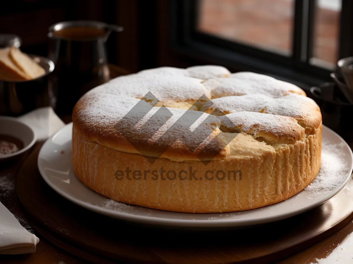 Picture of Delicious chocolate cake on plate with coffee