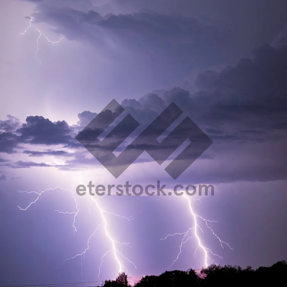 Picture of Dramatic Stormy Sky with Lightning.