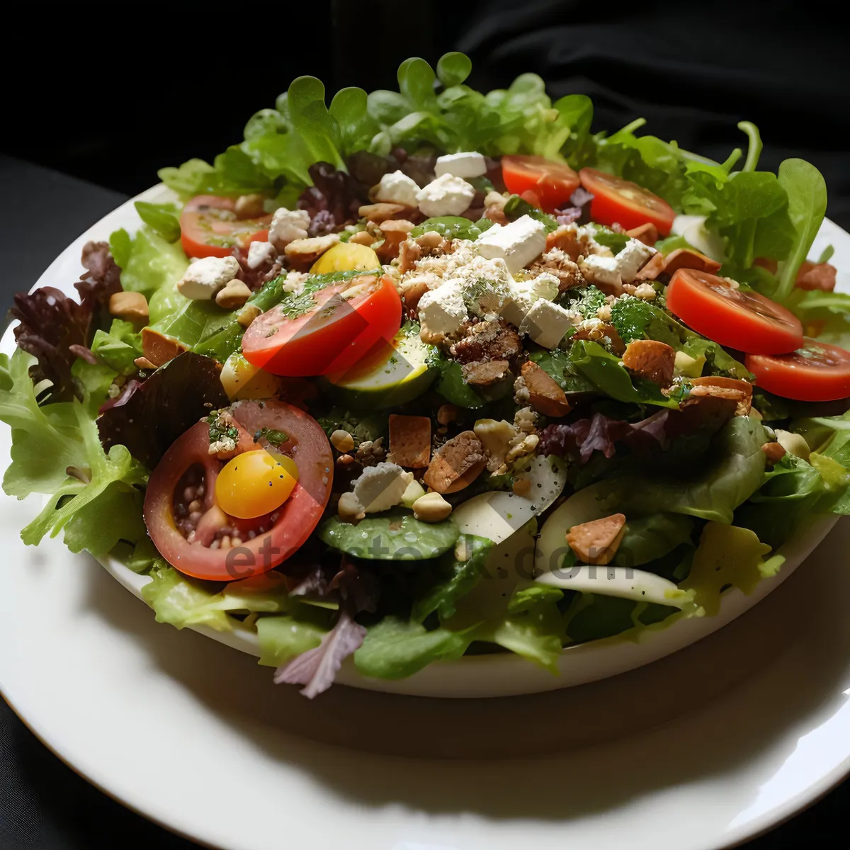 Picture of Healthy Gourmet Salad with Fresh Vegetables and Cheese