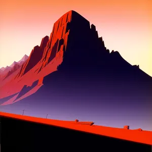 Silhouette of Mountains at Vibrant Sunrise