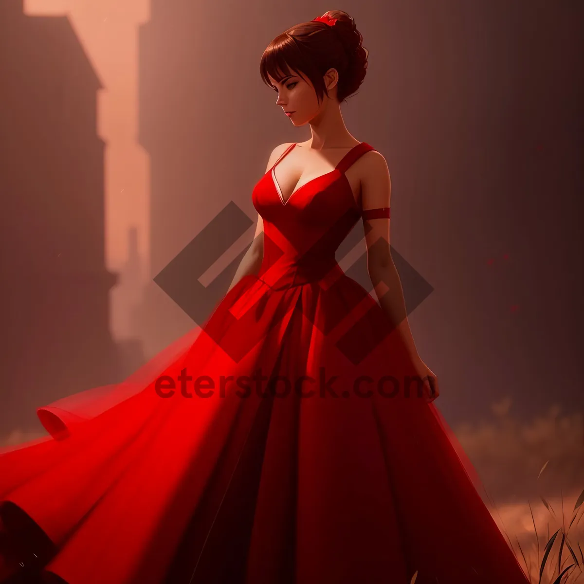 Picture of Elegant bride in fashionable dinner dress